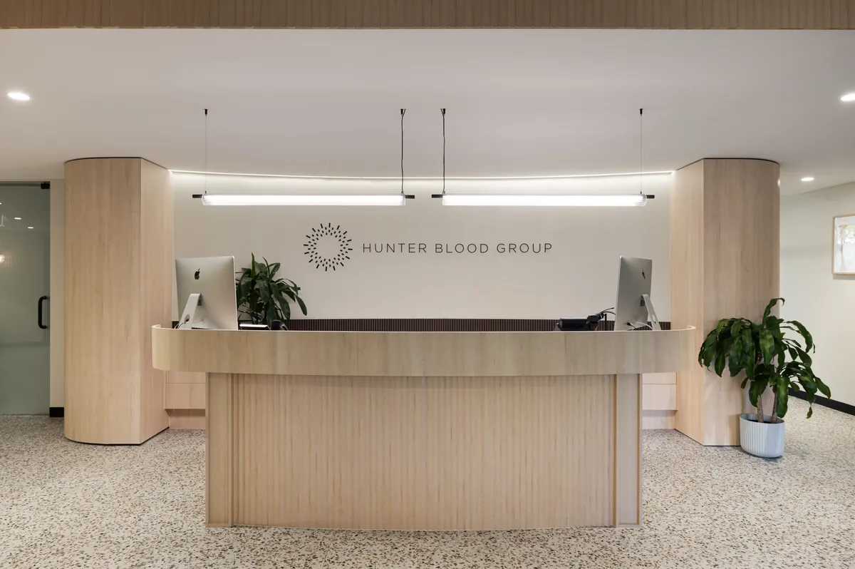 Reception desk at Hunter Blood Group